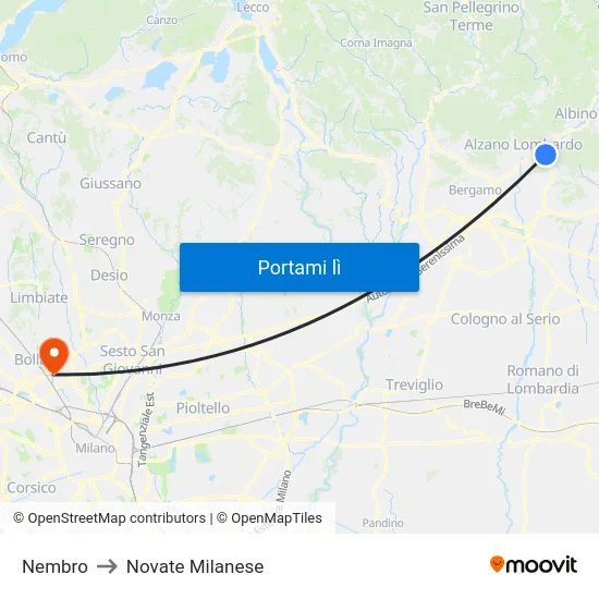 Nembro to Novate Milanese map