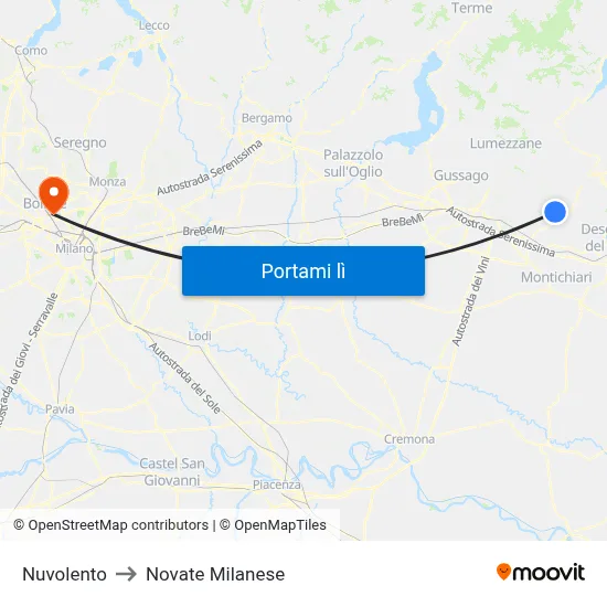 Nuvolento to Novate Milanese map