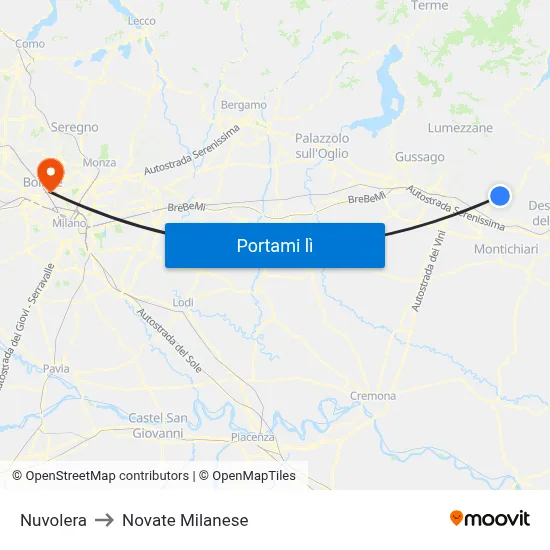 Nuvolera to Novate Milanese map