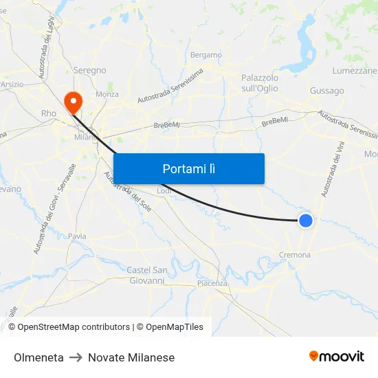 Olmeneta to Novate Milanese map