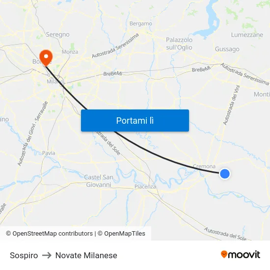 Sospiro to Novate Milanese map