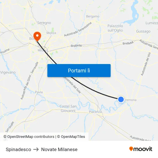 Spinadesco to Novate Milanese map