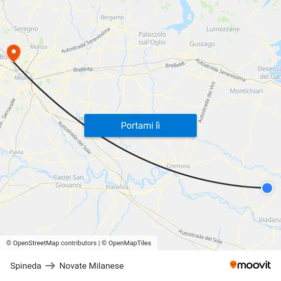 Spineda to Novate Milanese map
