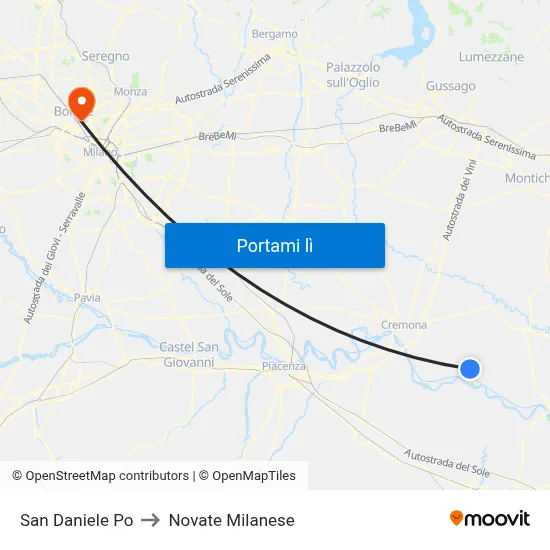 San Daniele Po to Novate Milanese map