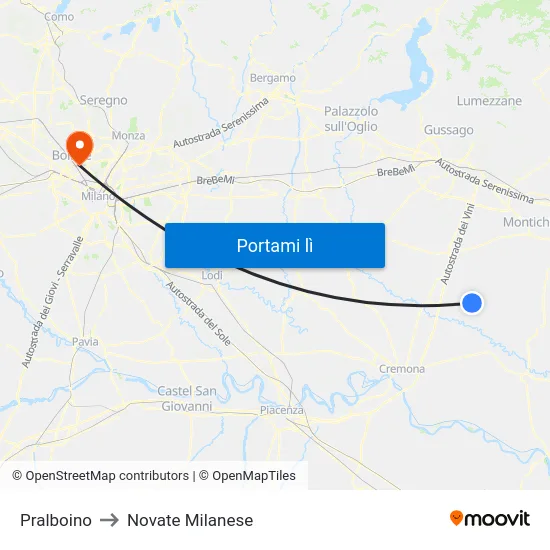 Pralboino to Novate Milanese map