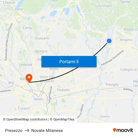 Presezzo to Novate Milanese map