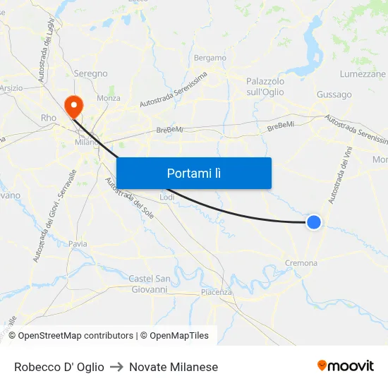 Robecco D' Oglio to Novate Milanese map