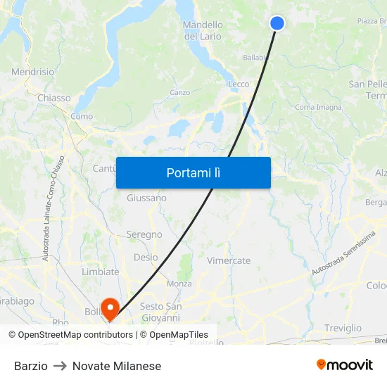 Barzio to Novate Milanese map