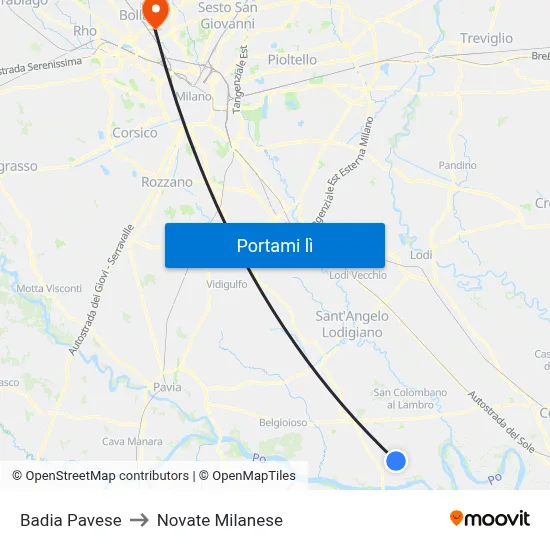 Badia Pavese to Novate Milanese map