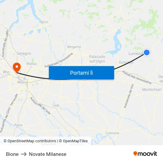 Bione to Novate Milanese map