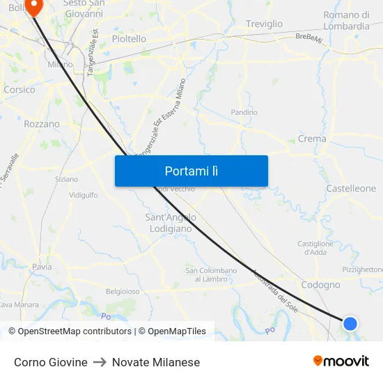 Corno Giovine to Novate Milanese map