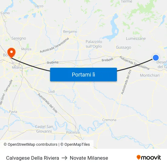 Calvagese Della Riviera to Novate Milanese map