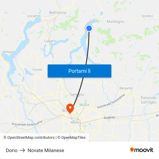 Dorio to Novate Milanese map