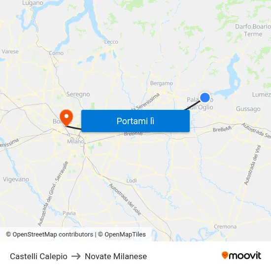 Castelli Calepio to Novate Milanese map