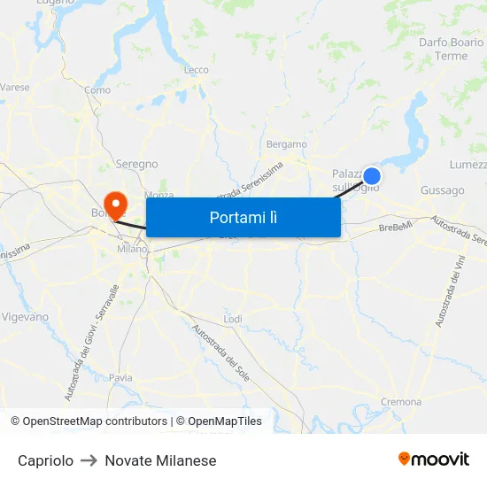 Capriolo to Novate Milanese map