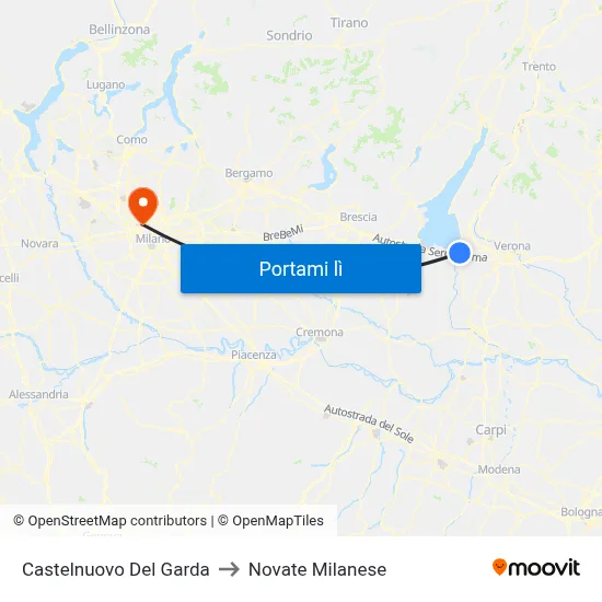 Castelnuovo Del Garda to Novate Milanese map