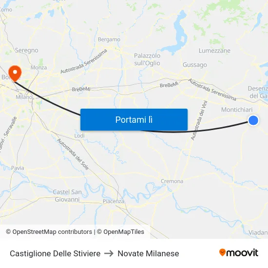 Castiglione Delle Stiviere to Novate Milanese map