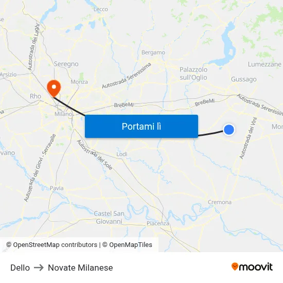 Dello to Novate Milanese map