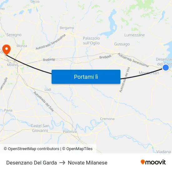 Desenzano Del Garda to Novate Milanese map