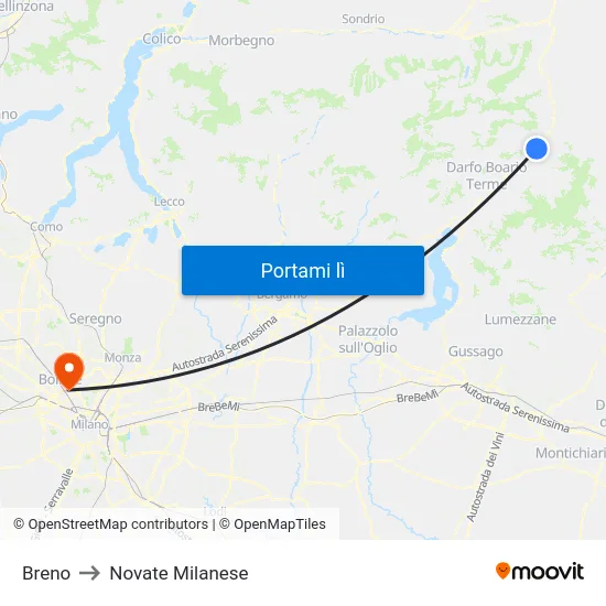 Breno to Novate Milanese map