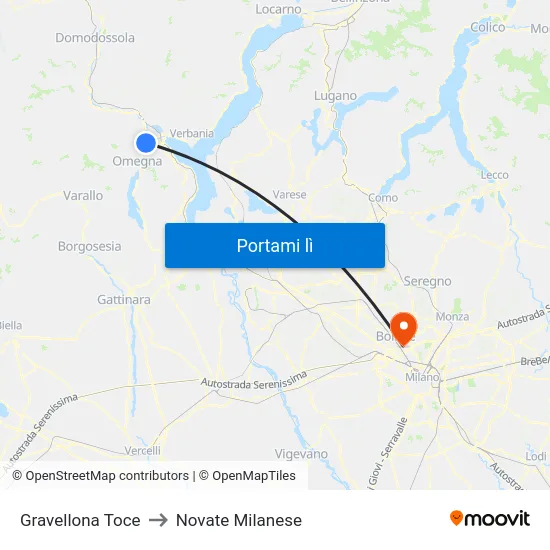 Gravellona Toce to Novate Milanese map