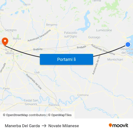 Manerba Del Garda to Novate Milanese map