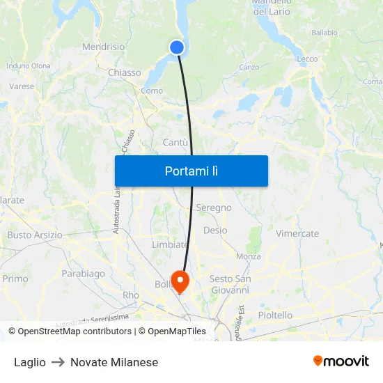 Laglio to Novate Milanese map