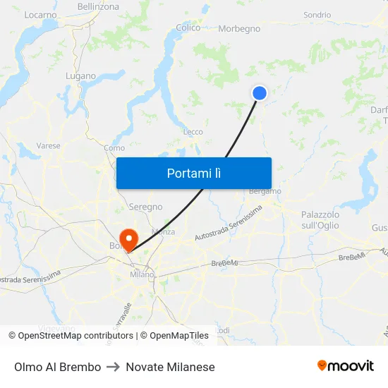 Olmo Al Brembo to Novate Milanese map