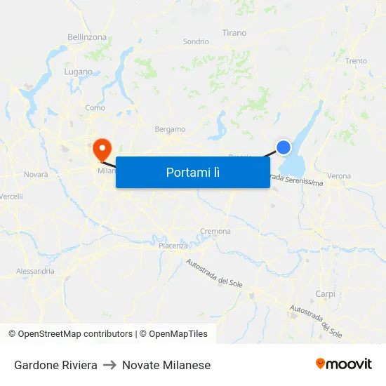 Gardone Riviera to Novate Milanese map