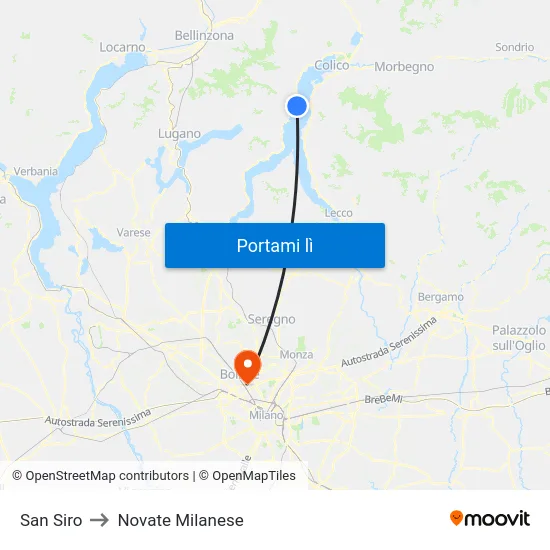 San Siro to Novate Milanese map