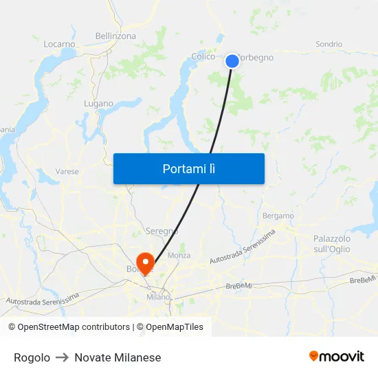 Rogolo to Novate Milanese map