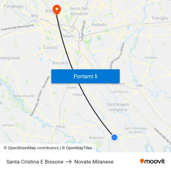 Santa Cristina E Bissone to Novate Milanese map