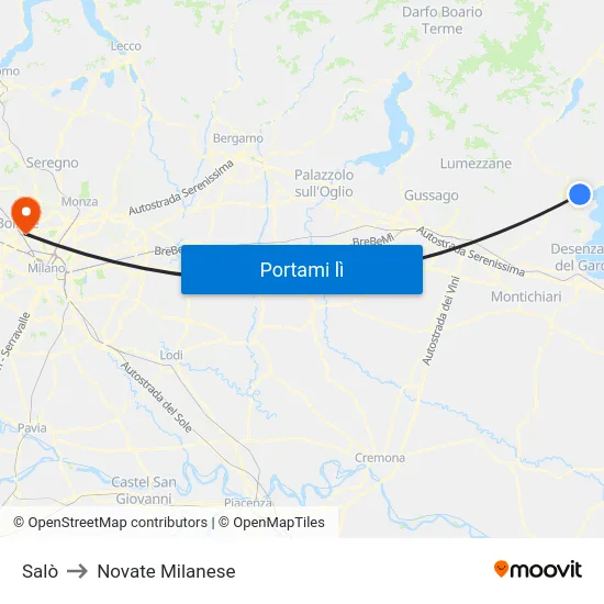 Salò to Novate Milanese map