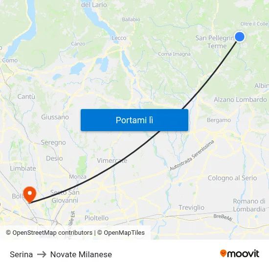 Serina to Novate Milanese map