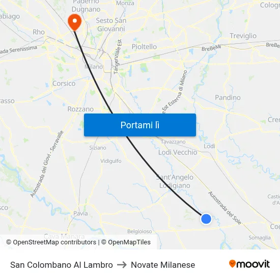 San Colombano Al Lambro to Novate Milanese map
