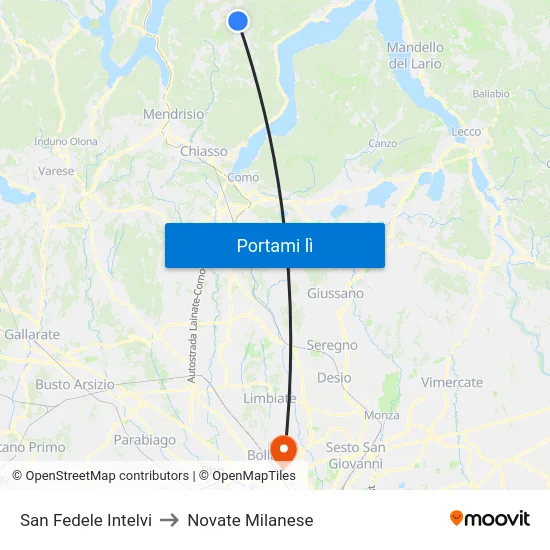San Fedele Intelvi to Novate Milanese map