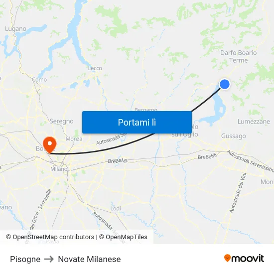 Pisogne to Novate Milanese map