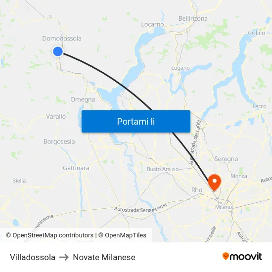Villadossola to Novate Milanese map