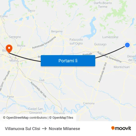 Villanuova Sul Clisi to Novate Milanese map