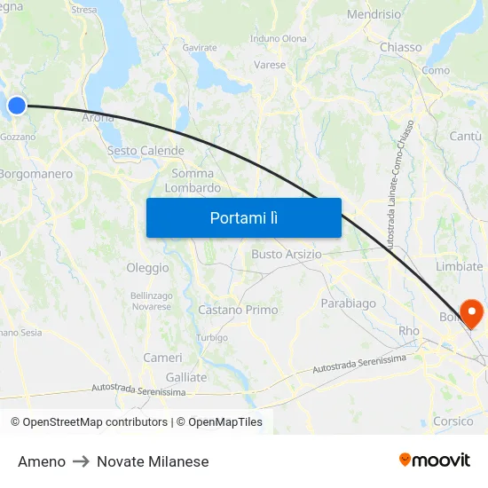 Ameno to Novate Milanese map