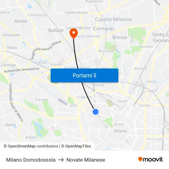 Milano Domodossola to Novate Milanese map