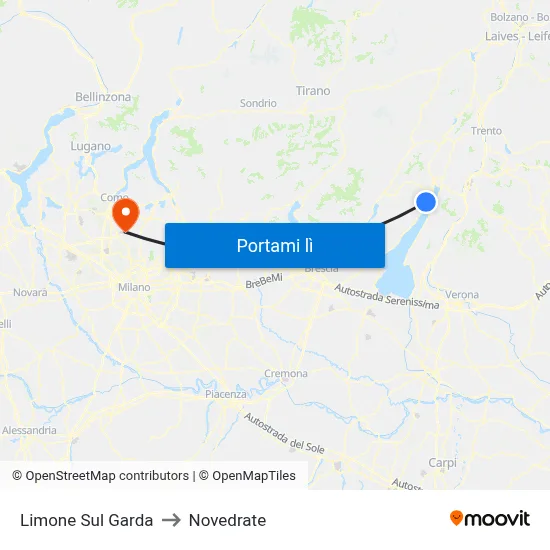 Limone Sul Garda to Novedrate map