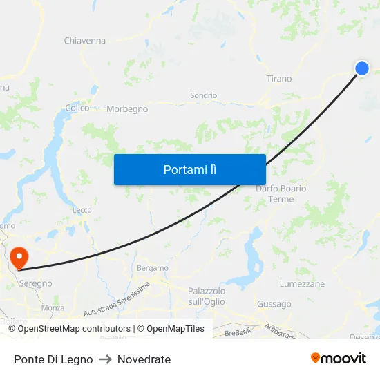 Ponte Di Legno to Novedrate map