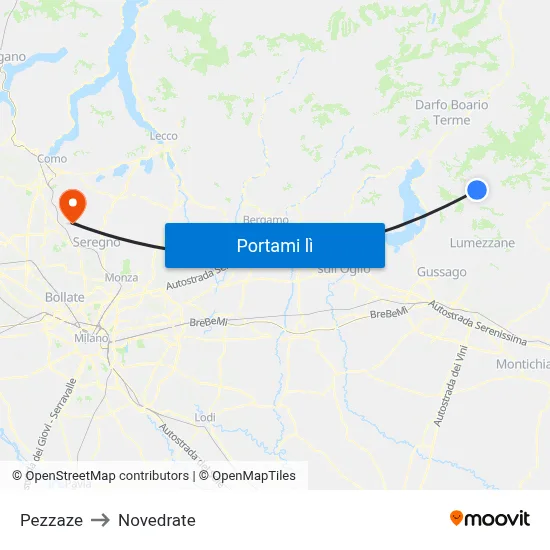 Pezzaze to Novedrate map