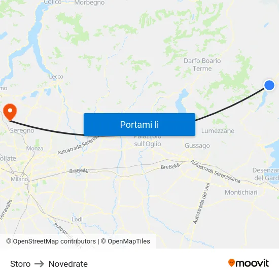 Storo to Novedrate map