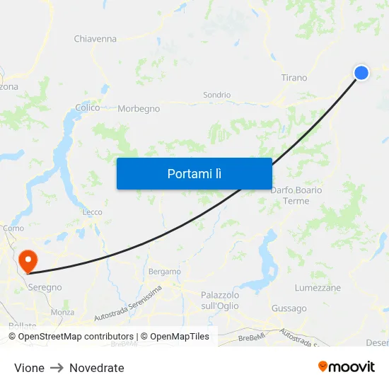 Vione to Novedrate map