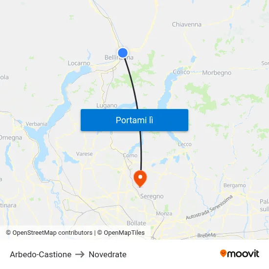 Arbedo-Castione to Novedrate map