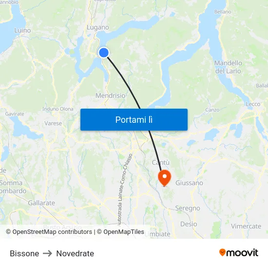 Bissone to Novedrate map