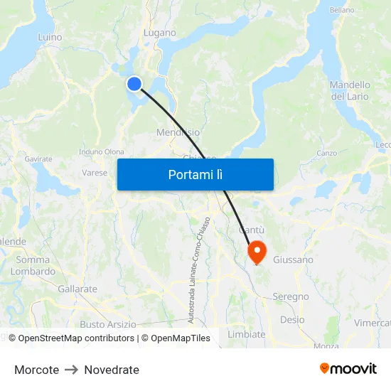 Morcote to Novedrate map