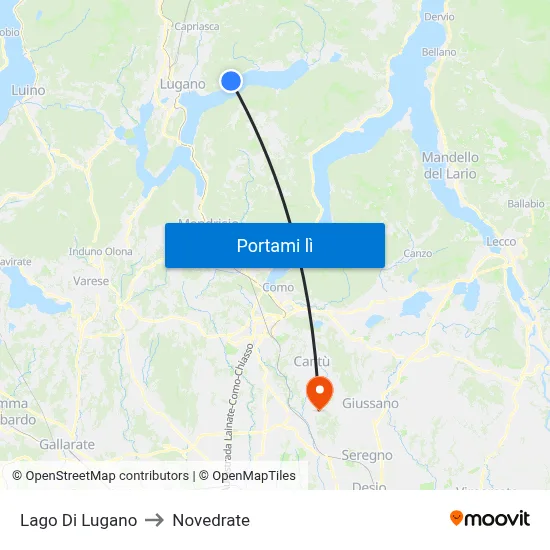 Lago Di Lugano to Novedrate map